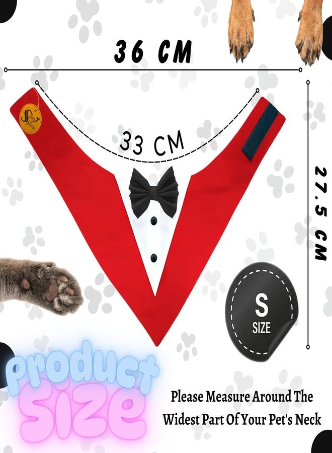 Sage Square Trendy Tuxedo Bandana for Pets | Perfect for Special Occasions Like Weddings, Birthdays & Parties | Easy to Wear, Comfortable Fit | Luxury Apparel for Dogs & Cats (Red & Black, Small) - Image 3